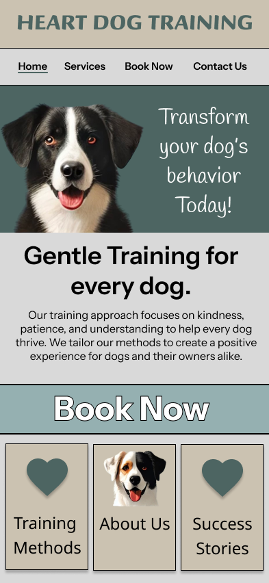 Mobile Mock View: Heart Dog Training